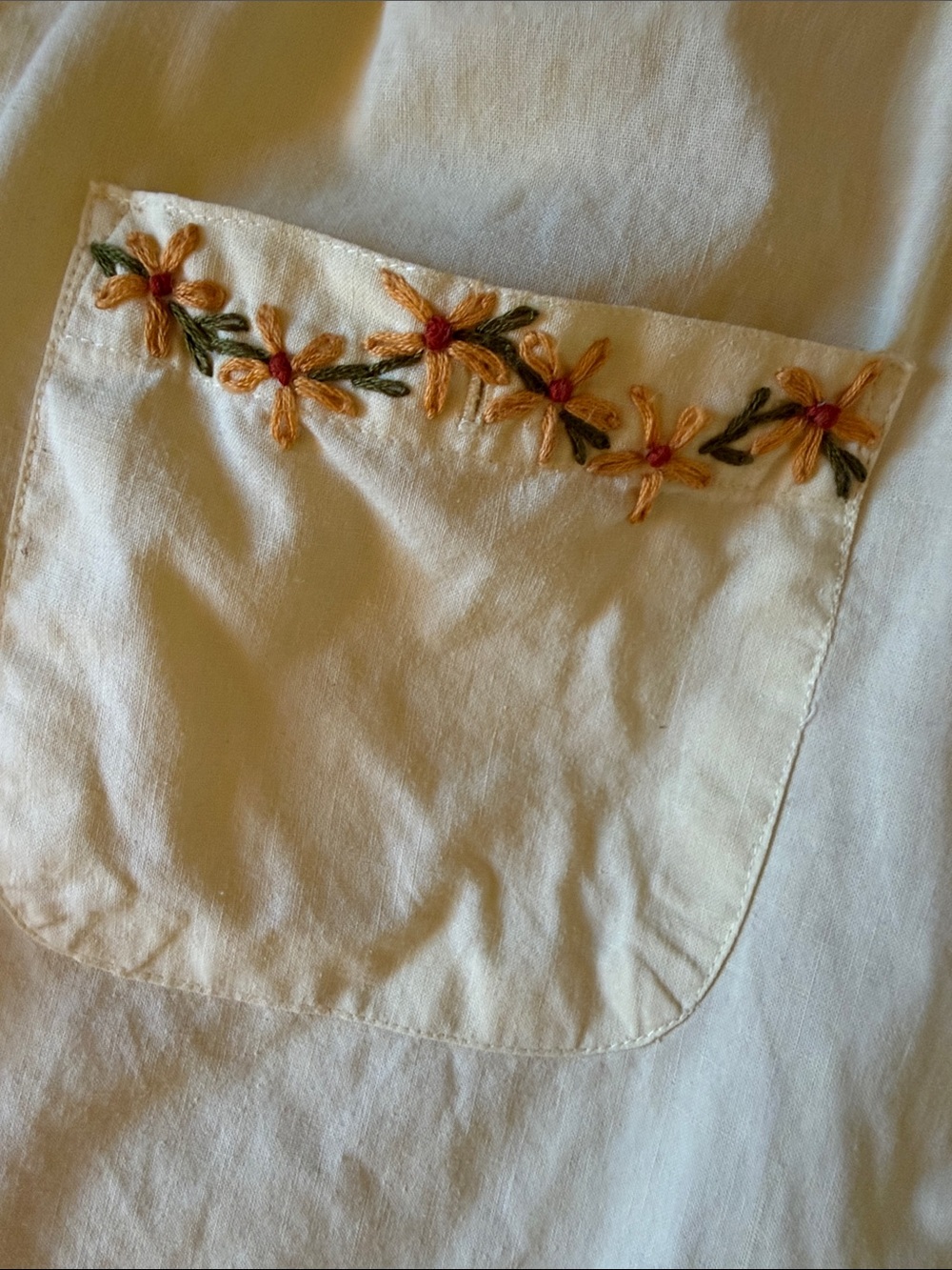 Butter Yelliw Women’s Hand Embroidered Pocket Button Down  Blouse